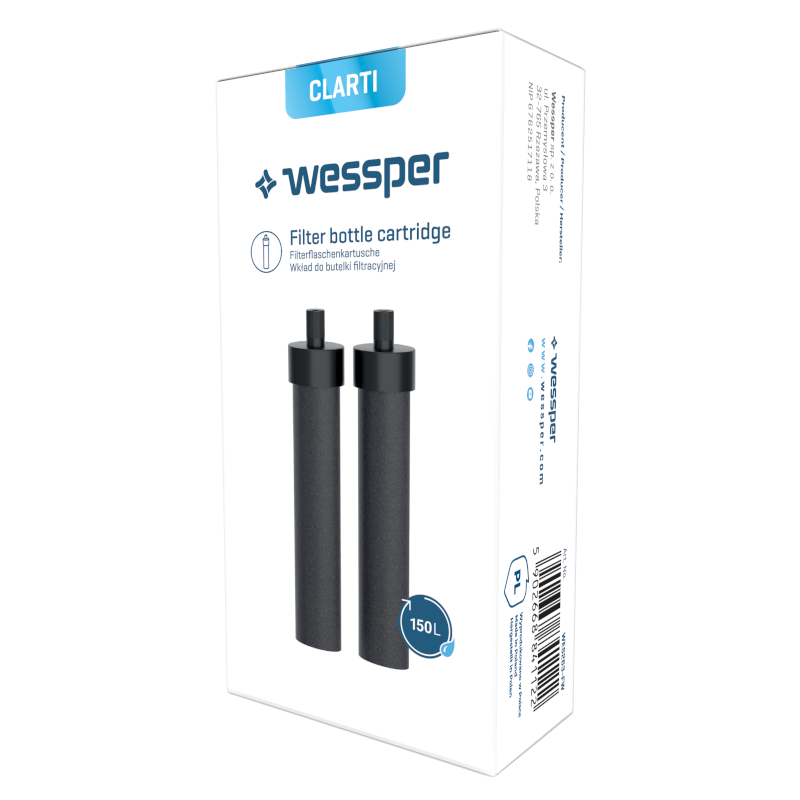 Butelka filtrująca Wessper ActiveMax Clarti miętowa 680 ml w zestawie z 2 filtrami