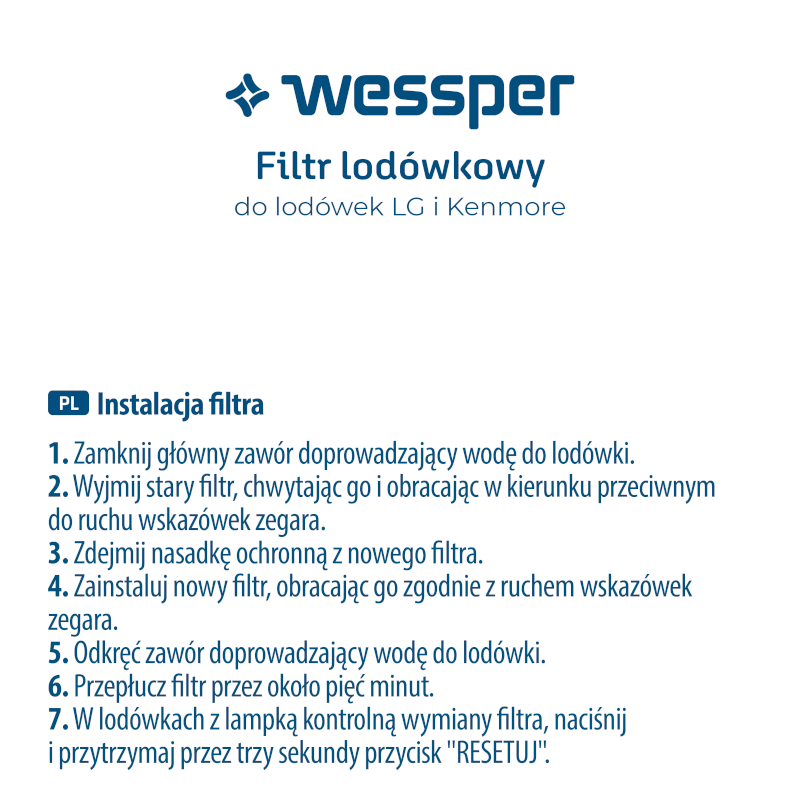 Filtr wody Wessper kompatybilny z lodówkami LG, Kenmore