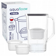 Dzbanek filtrujący Aquafloow J-Maxi czarny 2,5 l w zestawie z trzema filtrami Aquafloow Maxi