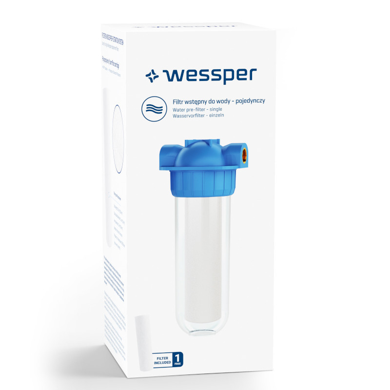 Filtr wstępny do wody pojedynczy 3/4'' Wessper z wkładem piankowym