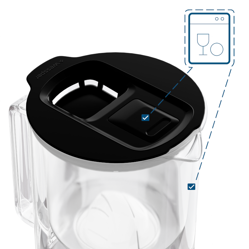 Dzbanek filtrujący Wessper D4 Borosilicate Mini FutureFlow™ 2 l czarny z filtrem Aquaclassic