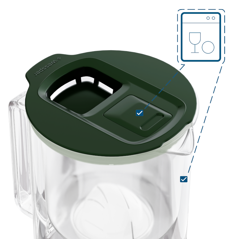 Dzbanek filtrujący Wessper D4 Borosilicate Mini FutureFlow™ 2 l butelkowa zieleń z filtrem Aquaclassic