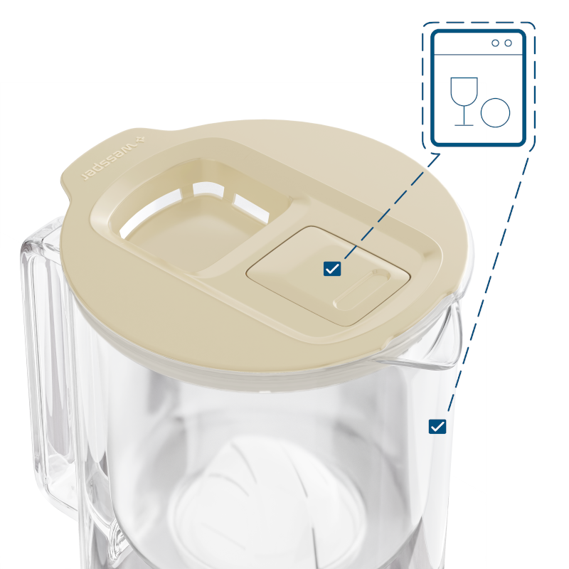 Dzbanek filtrujący Wessper D4 Borosilicate Mini FutureFlow™ 2 l beżowy z filtrem Aquaclassic