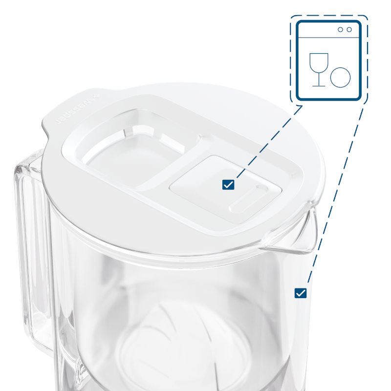 Dzbanek filtrujący Wessper D4 Borosilicate Mini FutureFlow™ 2 l biały z filtrem Aquaclassic