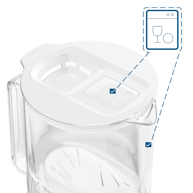 Dzbanek filtrujący Wessper D4 Borosilicate Mini FutureFlow™ 2 l biały z filtrem Aquamax