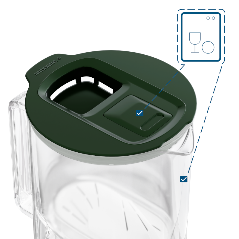 Dzbanek filtrujący Wessper D4 Borosilicate Mini FutureFlow™ 2 l butelkowa zieleń z filtrem Aquamax