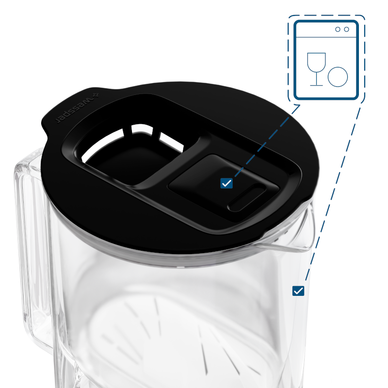 Dzbanek filtrujący Wessper D4 Borosilicate Mini FutureFlow™ 2 l czarny z filtrem Aquamax
