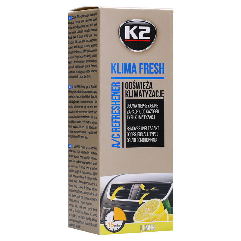 Odświeżacz do klimatyzacji samochodowej K2 Klima Fresh Lemon 150 ml