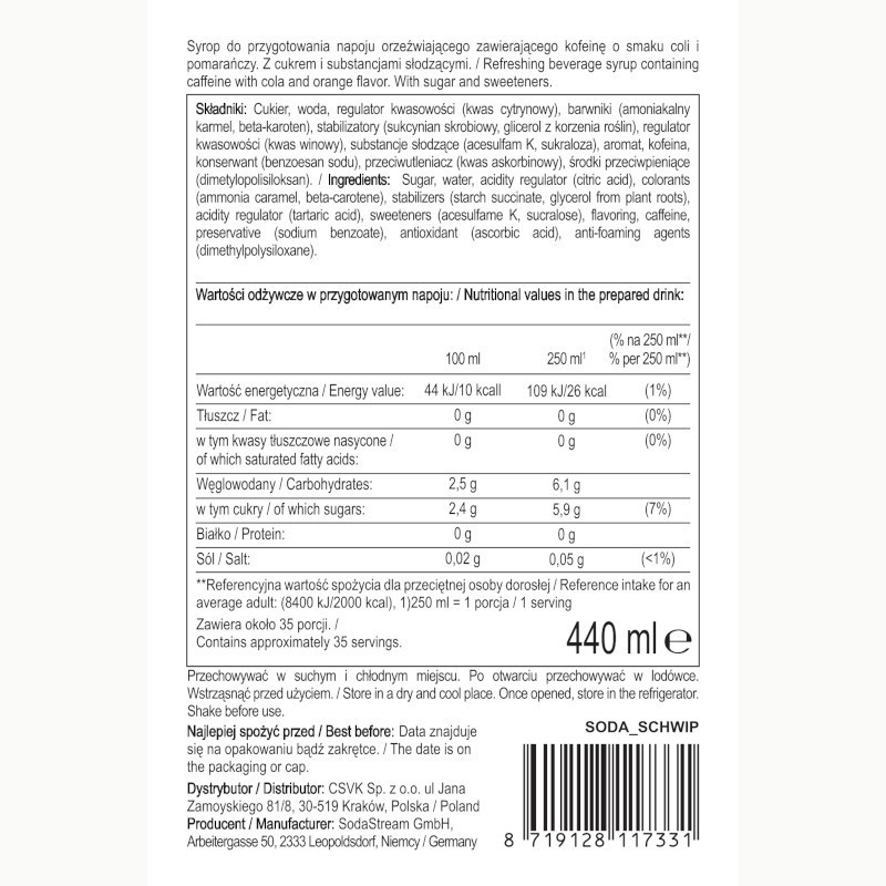 Syrop (koncentrat) Schwip Schwap do saturatora SodaStream 440 ml Syrop (koncentrat) Schwip Schwap do saturatora SodaStream 440 ml