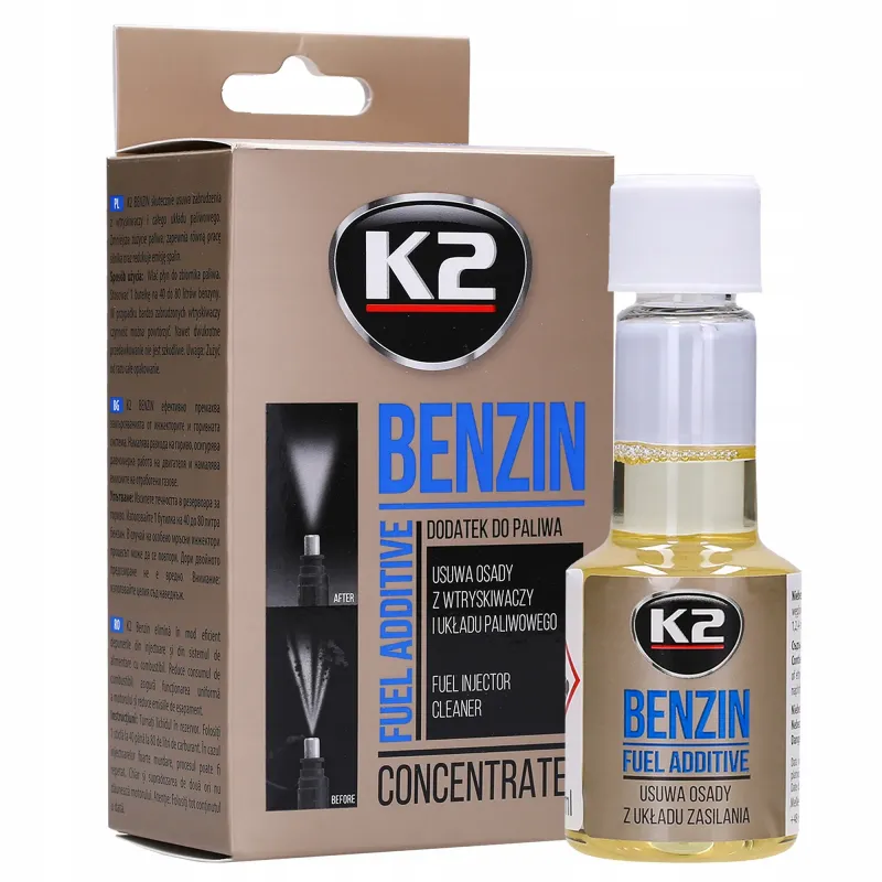 Czyszczenie wtryskiwaczy (wtrysków) benzyna, dodatek do paliwa K2 Benzin 50 ml