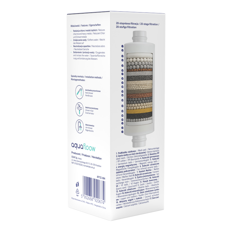 Filtr prysznicowy AquaFloow – Matt White