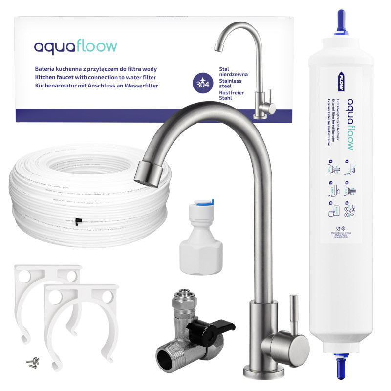 System filtrujący podzlewowy Aquafloow + bateria (kran) do wody
