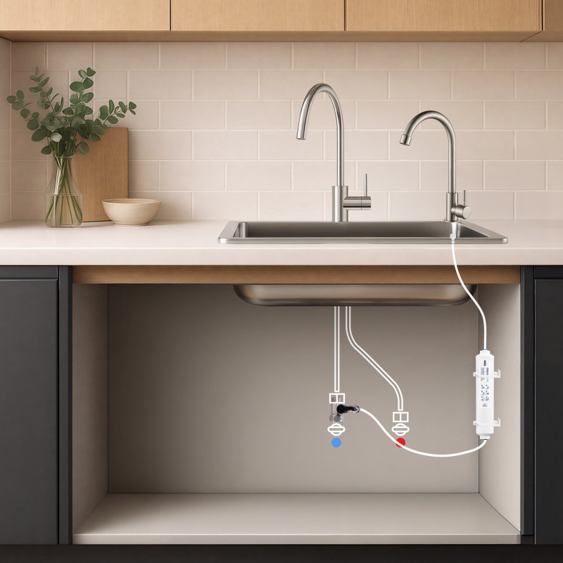 System filtrujący podzlewowy Aquafloow + bateria (kran) do wody