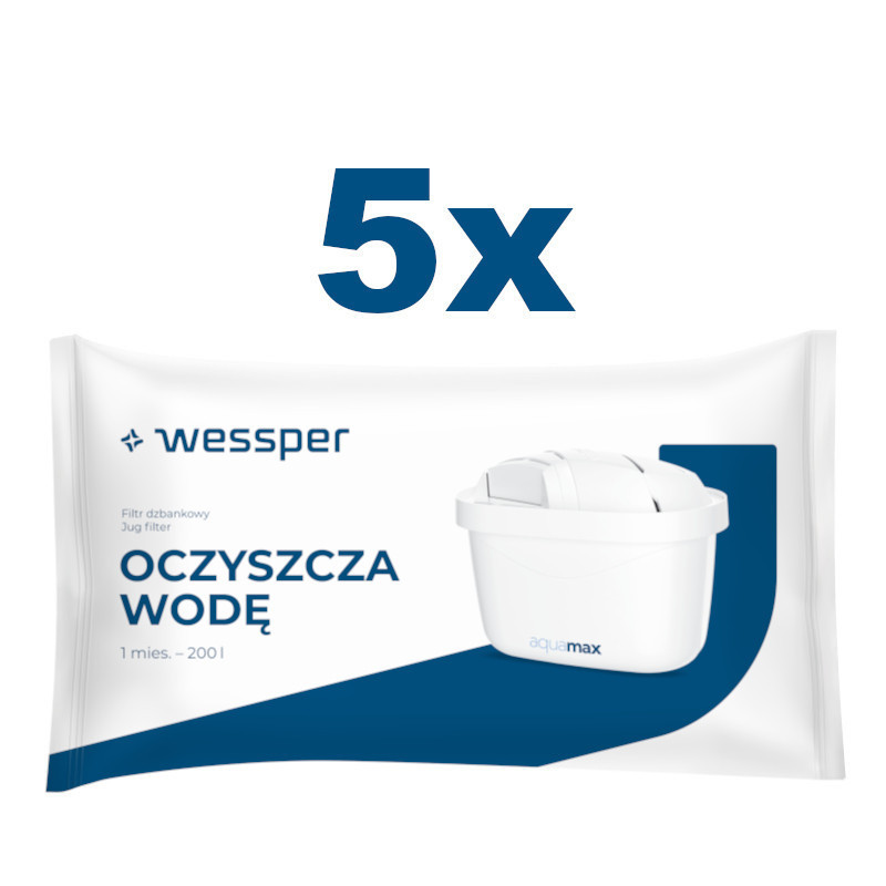 Wkłady filtrujące Wessper Aquamax Standard do dzbanka, aż 95 g mieszanki filtrującej 5 szt.