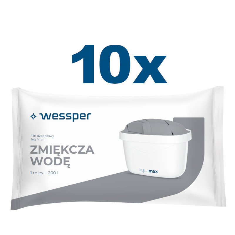 Wkłady filtrujące Wessper Aquamax Protect do dzbanka, filtry do twardej wody - 10 sztuk