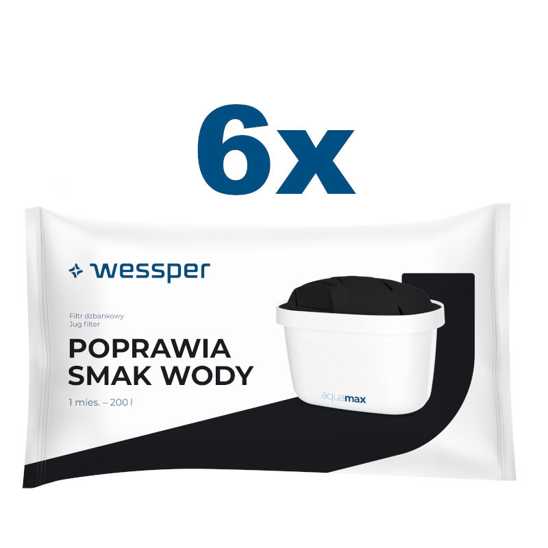 Wkłady filtrujące Wessper Aquamax Sport do dzbanka, dla aktywnych - 6 sztuk