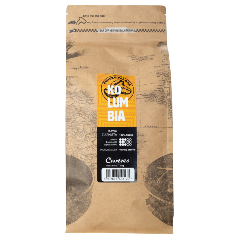 Kawa ziarnista Caveres Kolumbia Excelso 1 kg