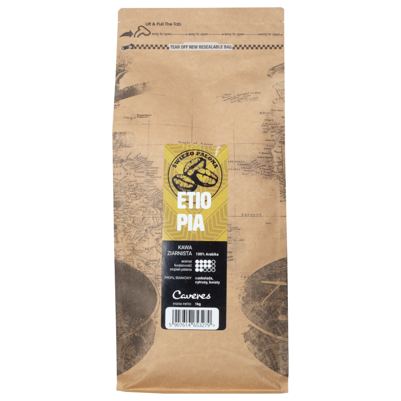 Kawa ziarnista Caveres Etiopia Sidamo 1 kg