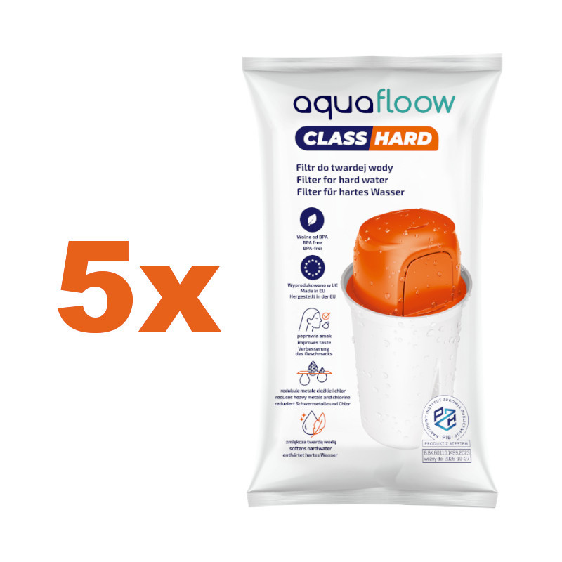 Wkłady filtrujące Aquafloow Classic Hard do dzbanka, filtry do twardej wody 5 szt.