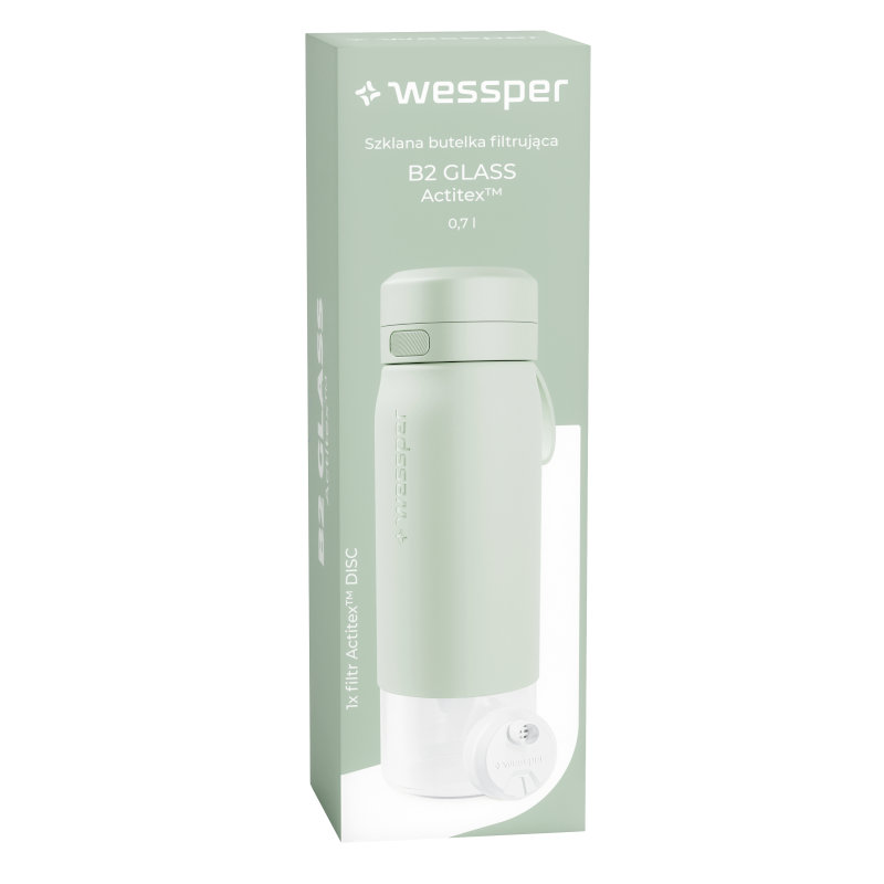 Butelka filtrująca Wessper B2 GLASS Actitex™ 0,7 l – Miętowa