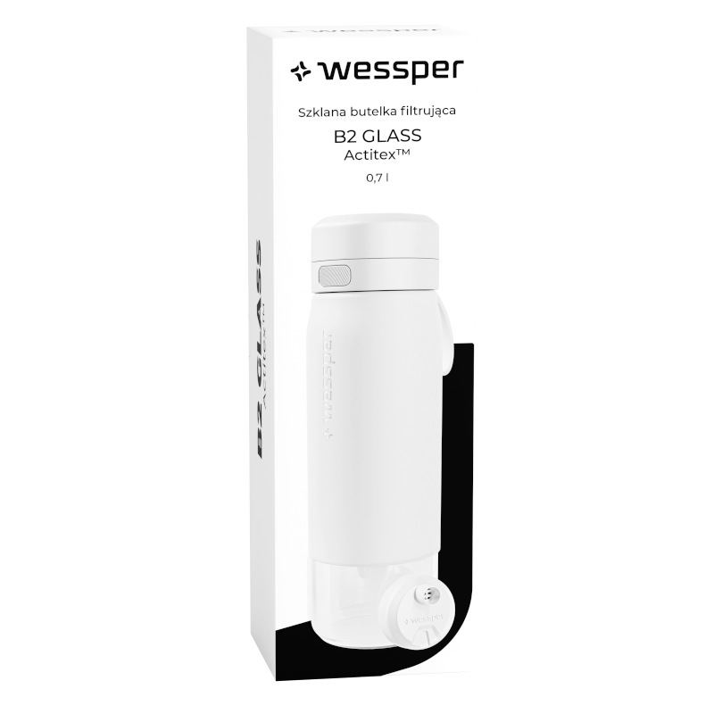 Butelka filtrująca Wessper B2 GLASS Actitex™ 0,7 l – Biała