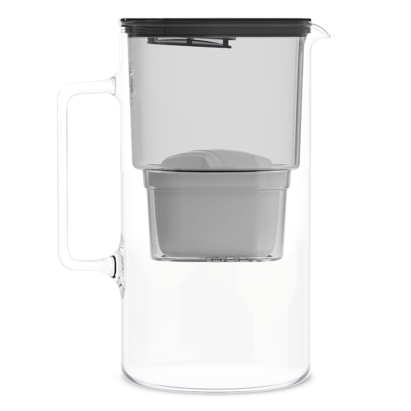 Dzbanek filtrujący szklany Wessper D2 Borosilicate 3 l czarny z filtrem AquaMax Standard