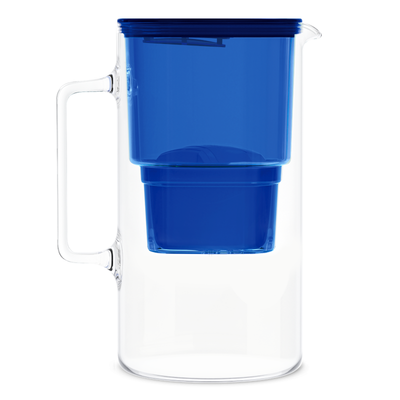 Dzbanek filtrujący szklany Wessper D2 Borosilicate 3 l niebieski z filtrem AquaMax Standard