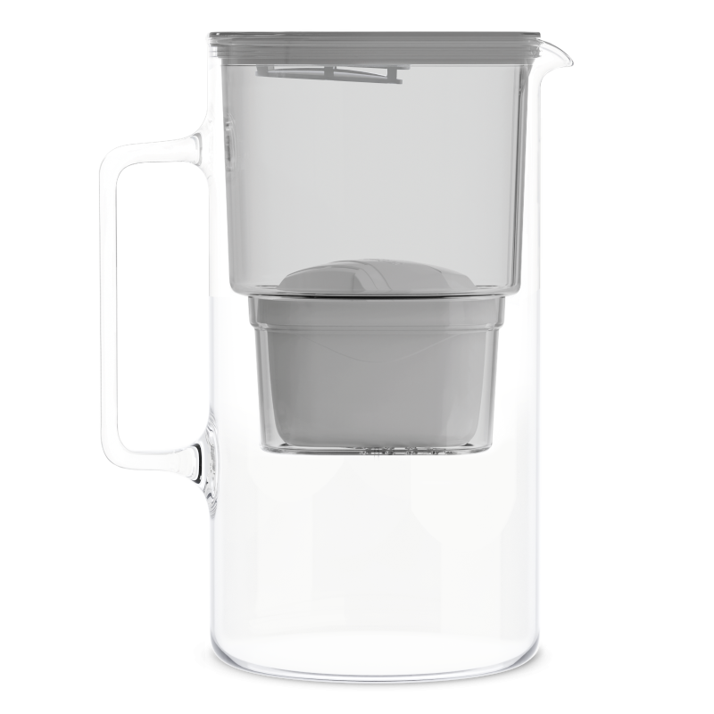 Dzbanek filtrujący szklany Wessper D2 Borosilicate 3 l szary z filtrem Aquamax Standard