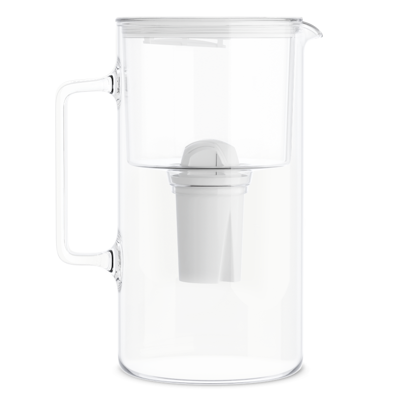 Dzbanek filtrujący szklany Wessper D2 Borosilicate Aquaclassic 3 l biały z filtrem Aquaclassic
