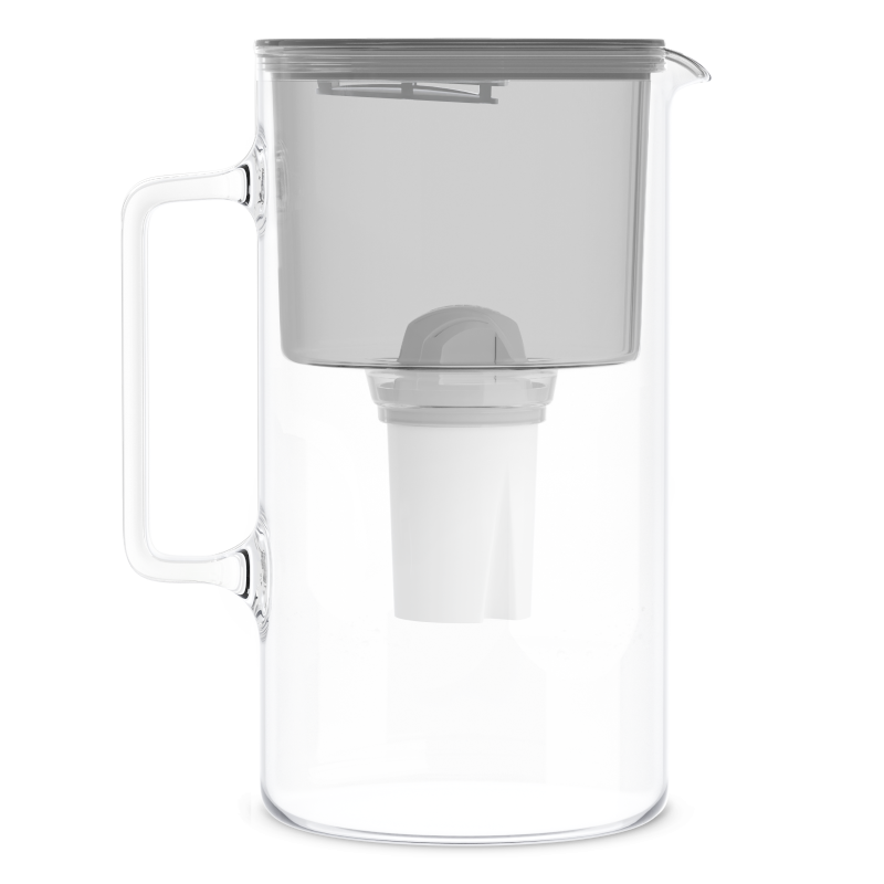 Dzbanek filtrujący szklany Wessper D2 Borosilicate Aquaclassic 3 l szary z filtrem Aquaclassic