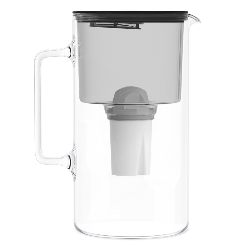 Dzbanek filtrujący szklany Wessper D2 Borosilicate Aquaclassic 3 l czarny z filtrem Aquaclassic