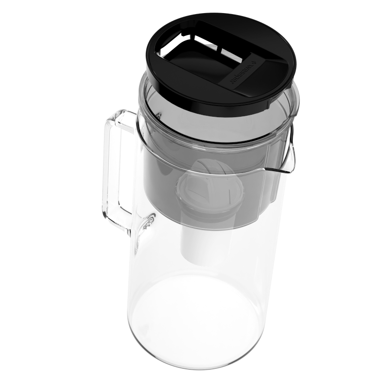 Dzbanek filtrujący szklany Wessper D2 Borosilicate 3 l czarny w zestawie z 2 filtrami Aquaclassic