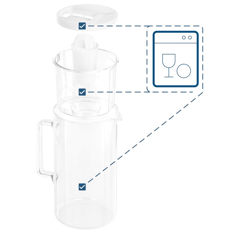 Dzbanek filtrujący szklany Wessper D2 Borosilicate 3 l biały w zestawie z 2 filtrami Aquaclassic