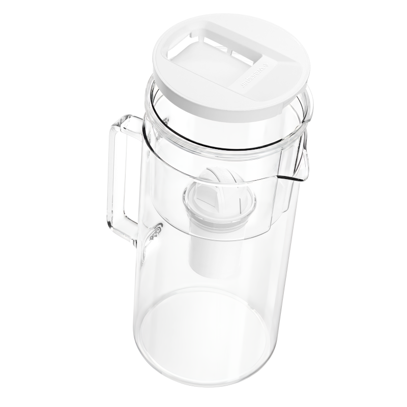 Dzbanek filtrujący szklany Wessper D2 Borosilicate 3 l biały w zestawie z 2 filtrami Aquaclassic