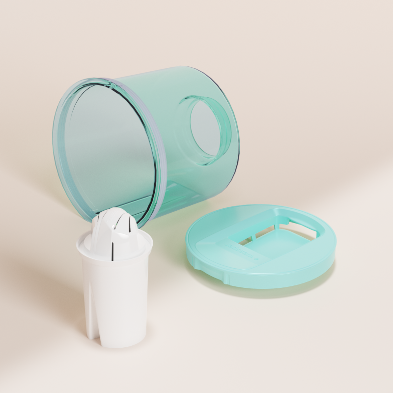 Dzbanek filtrujący szklany Wessper D2 Borosilicate 3 l miętowy w zestawie z 2 filtrami Aquaclassic