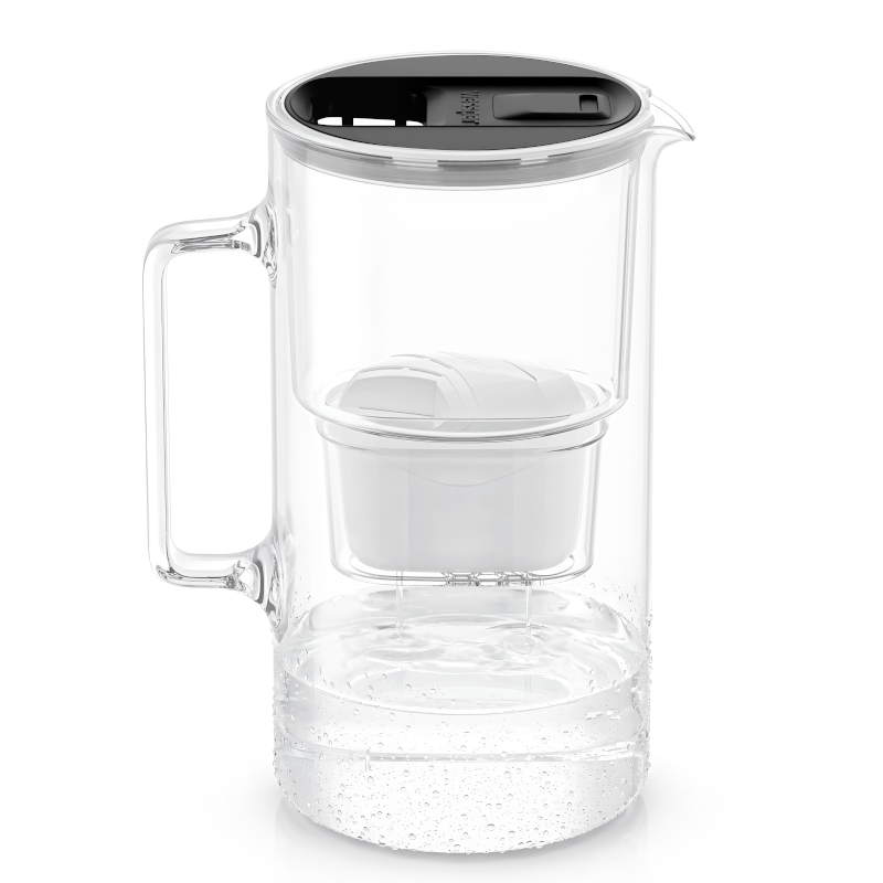 Dzbanek filtrujący szklany Wessper D2 Borosilicate FutureFlow 3 l czarny z filtrem Aquamax Standard