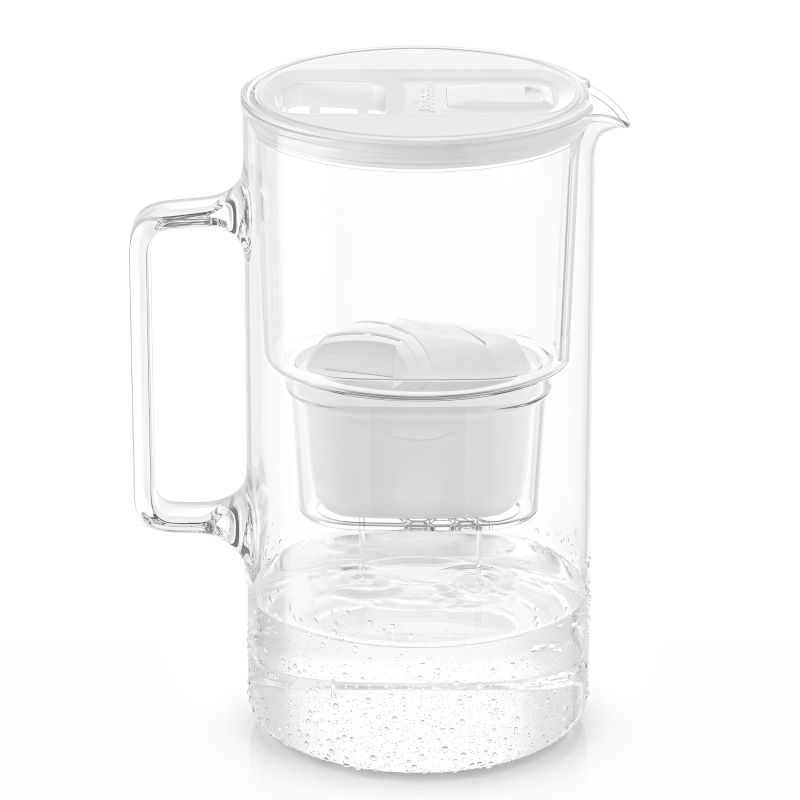 Dzbanek filtrujący szklany Wessper D2 Borosilicate FutureFlow 3 l biały z filtrem Aquamax Standard