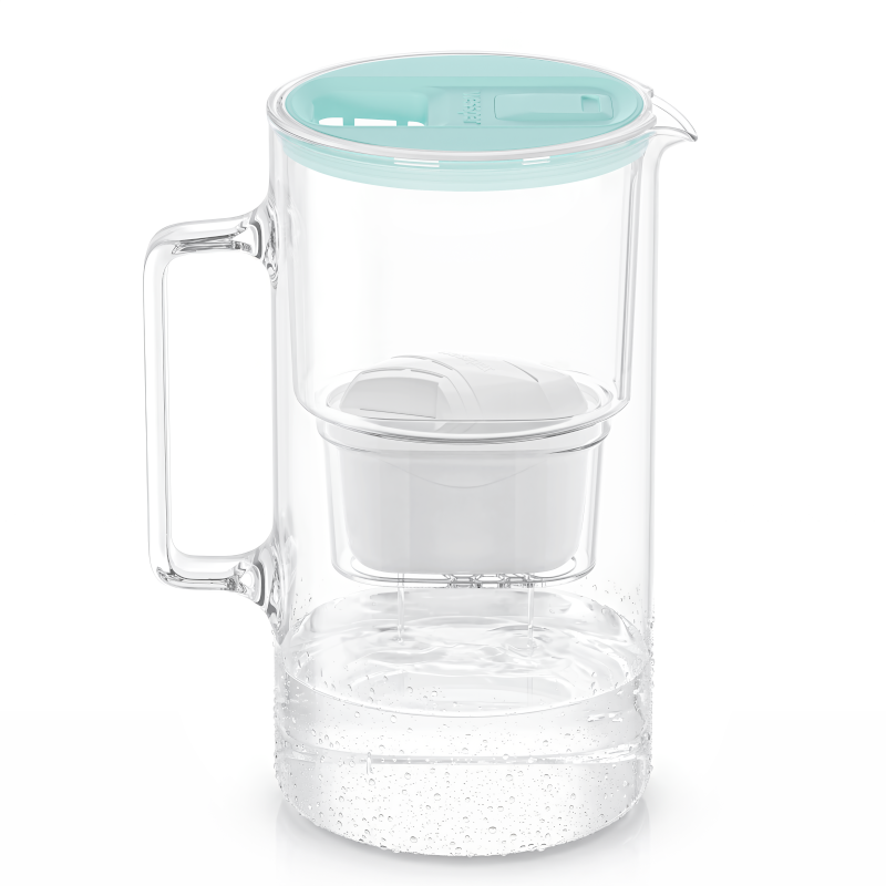 Dzbanek filtrujący szklany Wessper D2 Borosilicate FutureFlow 3 l miętowy z filtrem Aquamax Standard