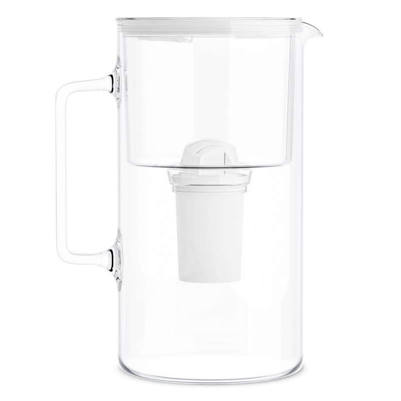 Dzbanek filtrujący szklany Wessper D2 Borosilicate FutureFlow 3 l biały z filtrem Aquaclassic