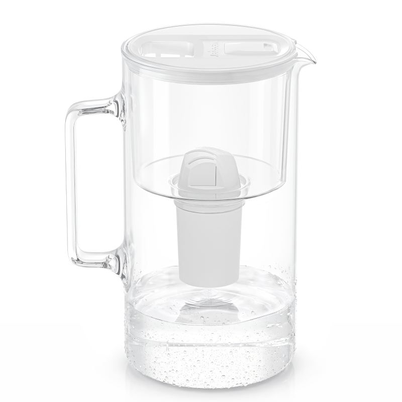 Dzbanek filtrujący szklany Wessper D2 Borosilicate FutureFlow 3 l biały z filtrem Aquaclassic