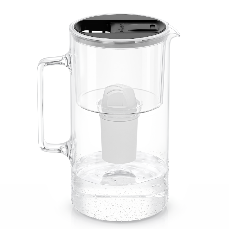 Dzbanek filtrujący szklany Wessper D2 Borosilicate FutureFlow 3 l czarny z filtrem Aquaclassic
