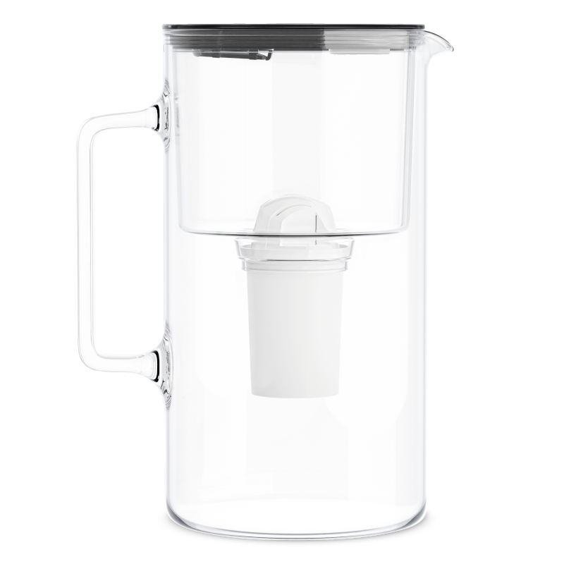 Dzbanek filtrujący szklany Wessper D2 Borosilicate FutureFlow 3 l czarny z filtrem Aquaclassic