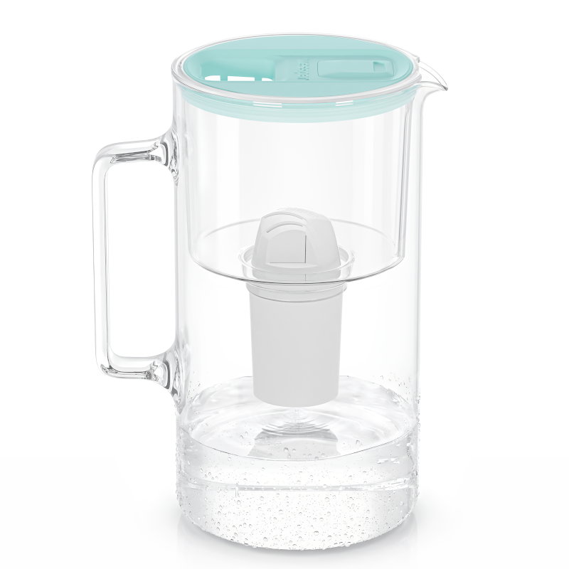 Dzbanek filtrujący szklany Wessper D2 Borosilicate FutureFlow 3 l miętowy z filtrem Aquaclassic