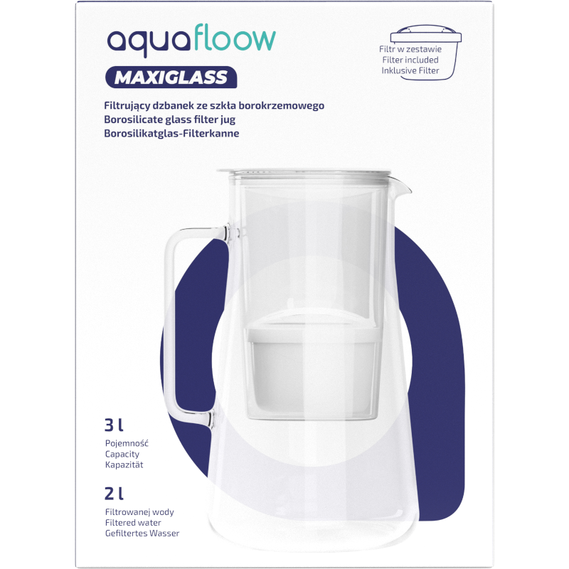 Dzbanek filtrujący szklany Aquafloow MaxiGlass 3l Dzbanek filtrujący szklany Aquafloow MaxiGlass 3l