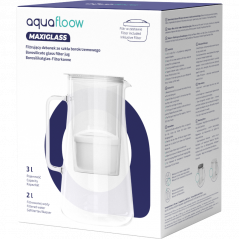 Dzbanek filtrujący szklany Aquafloow Maxi White 3l
