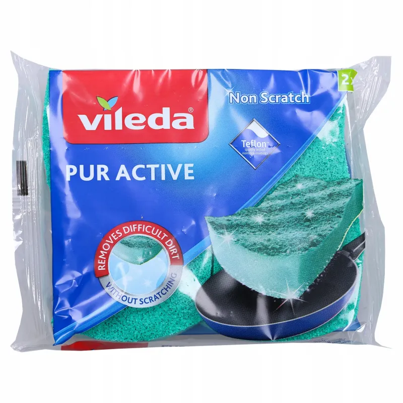 Zmywak (gąbka) do naczyń, teflonu Vileda Pure Active 2 szt.