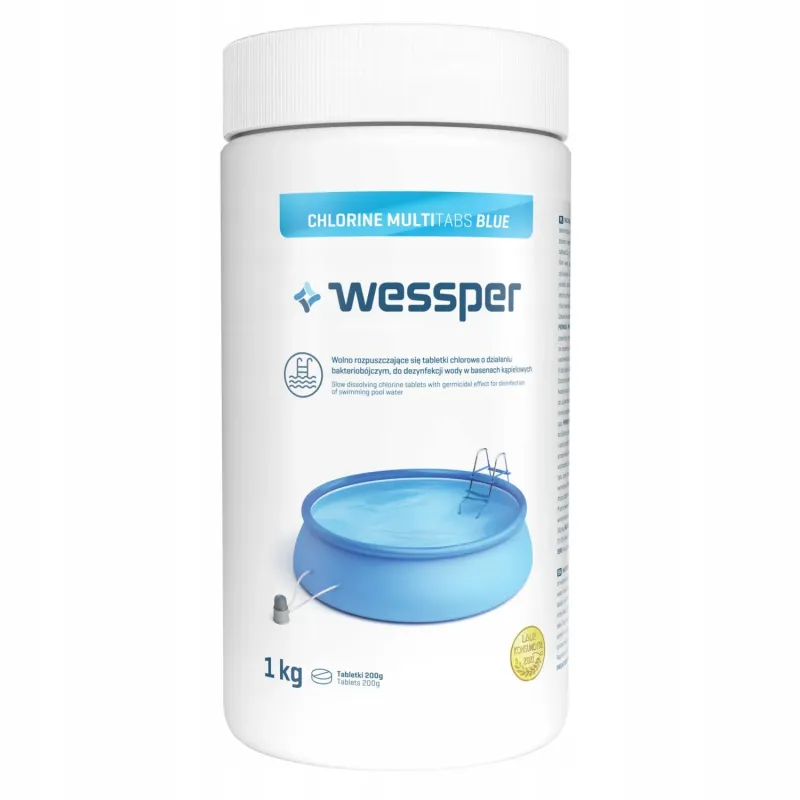 Tabletki chlorowe o działaniu bakteriobójczym, do dezynfekcji wody basenowej 200 g Wessper Chlorine Multitabs Blue 1 kg