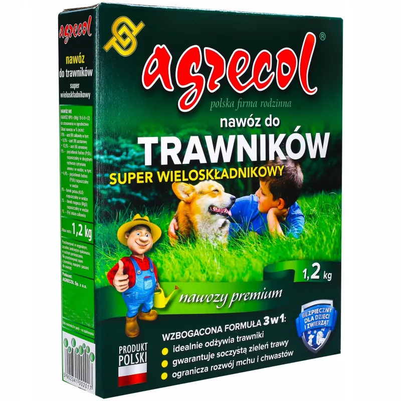 Super wieloskładnikowy nawóz do trawników Agrecol 1,2 kg