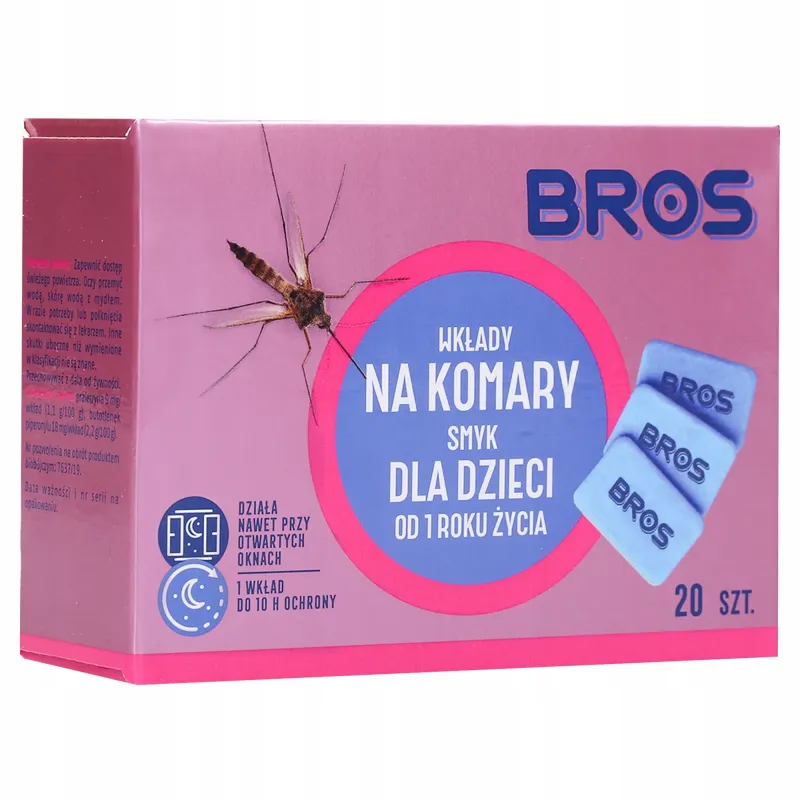 Wkład na komary smyk dla dzieci od 1 roku życia Bros - 20 sztuk