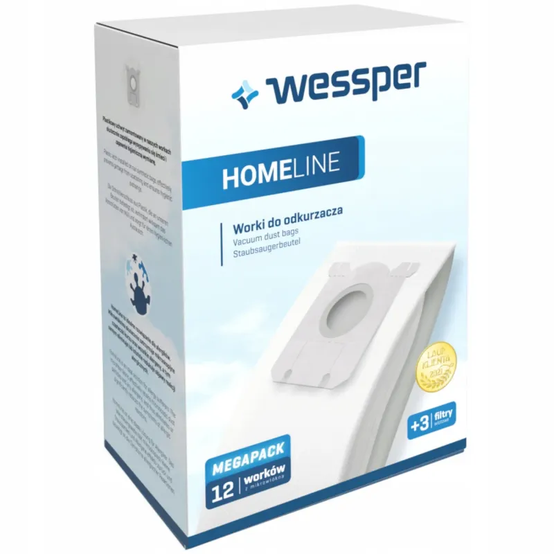 Worki Wessper HomeLine SBAG kompatybilne z odkurzaczami Philips / AEG-Electrolux 12szt + 3 filtry